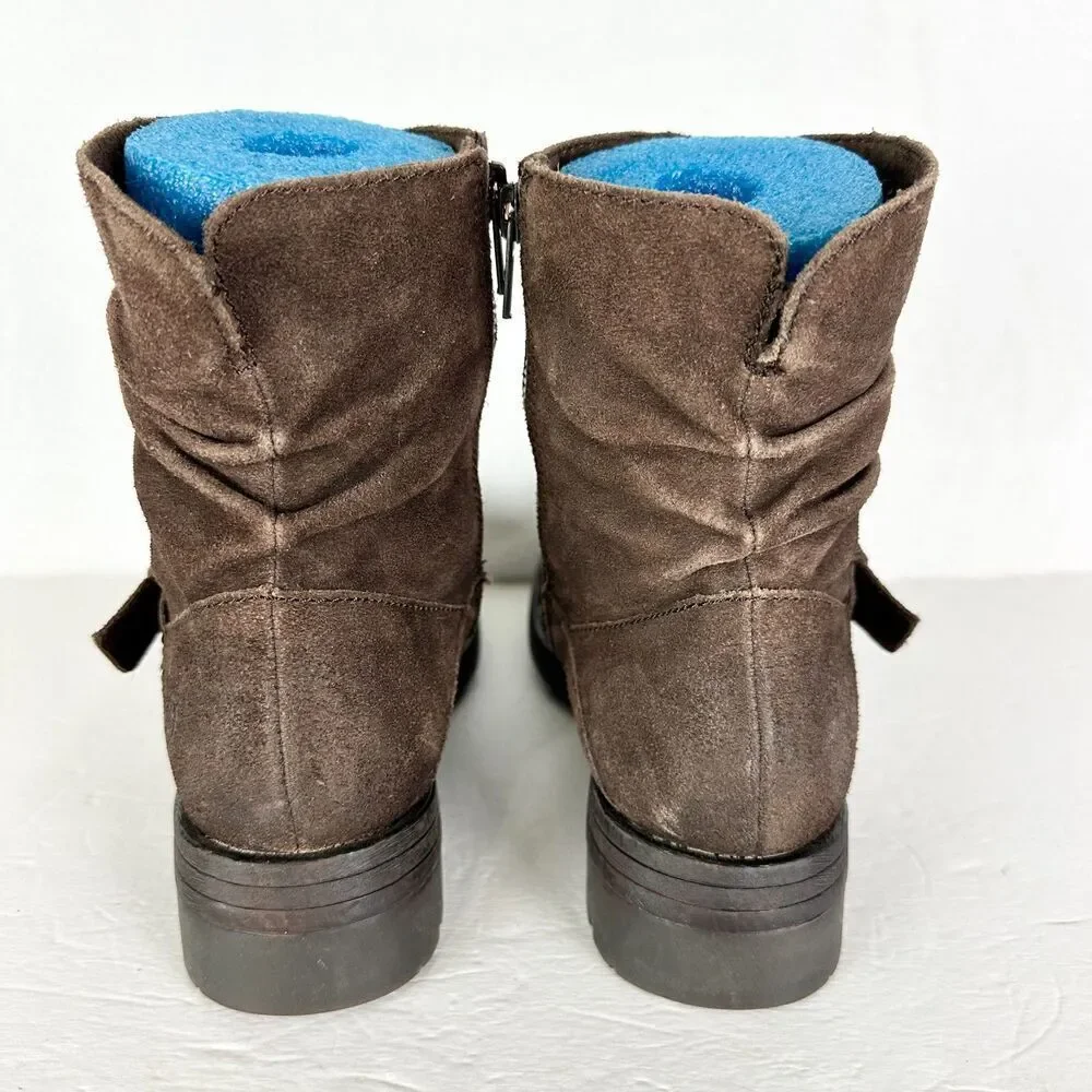Born Women's Midway Boot Suede Leather Size 8 Dark Brown Slouchy Side Zip